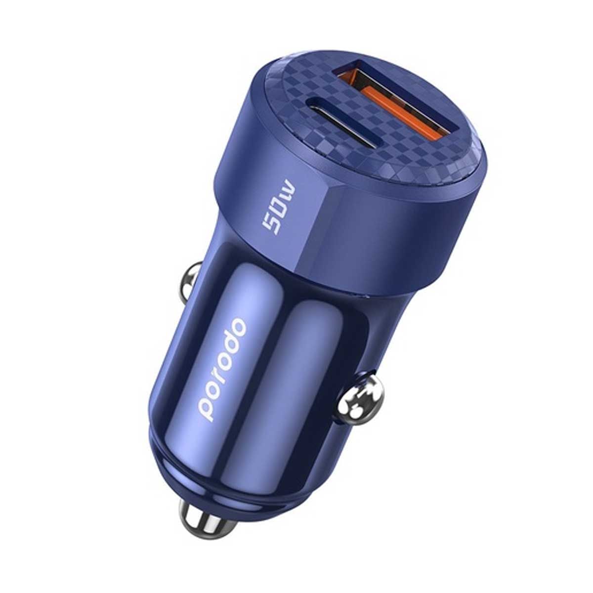 Porodo 50W Dual Port Car Charger PD 20W QC 30W - Blue | Adaptors