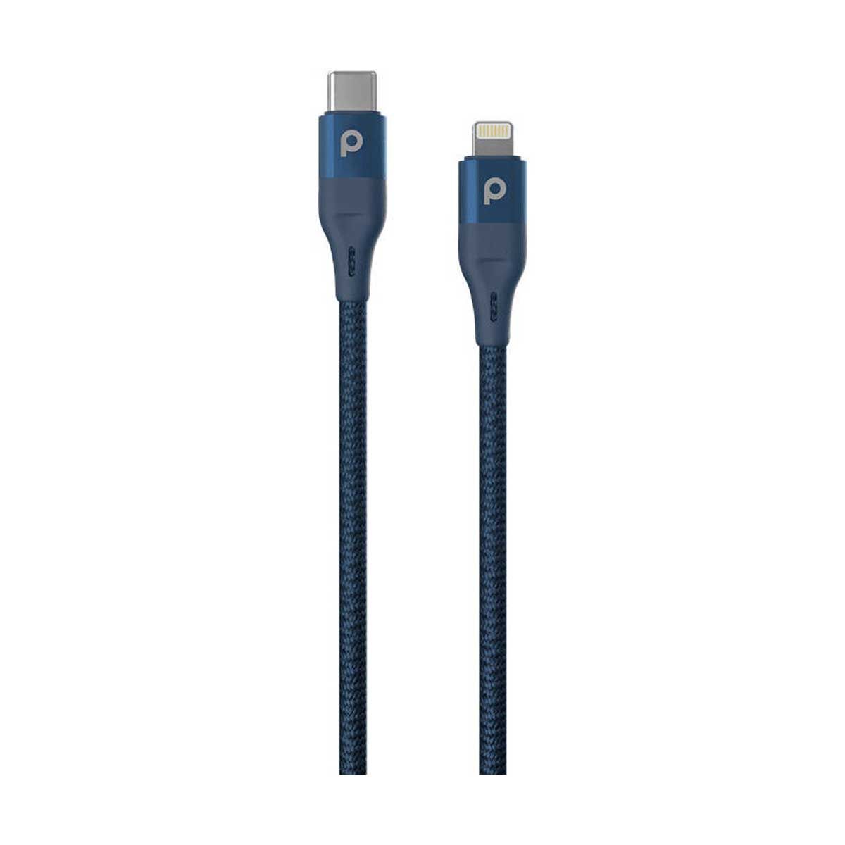 Porodo Aluminum PD Braided USB-C to Lightning Cable 1.2M 9V - Blue | Cables