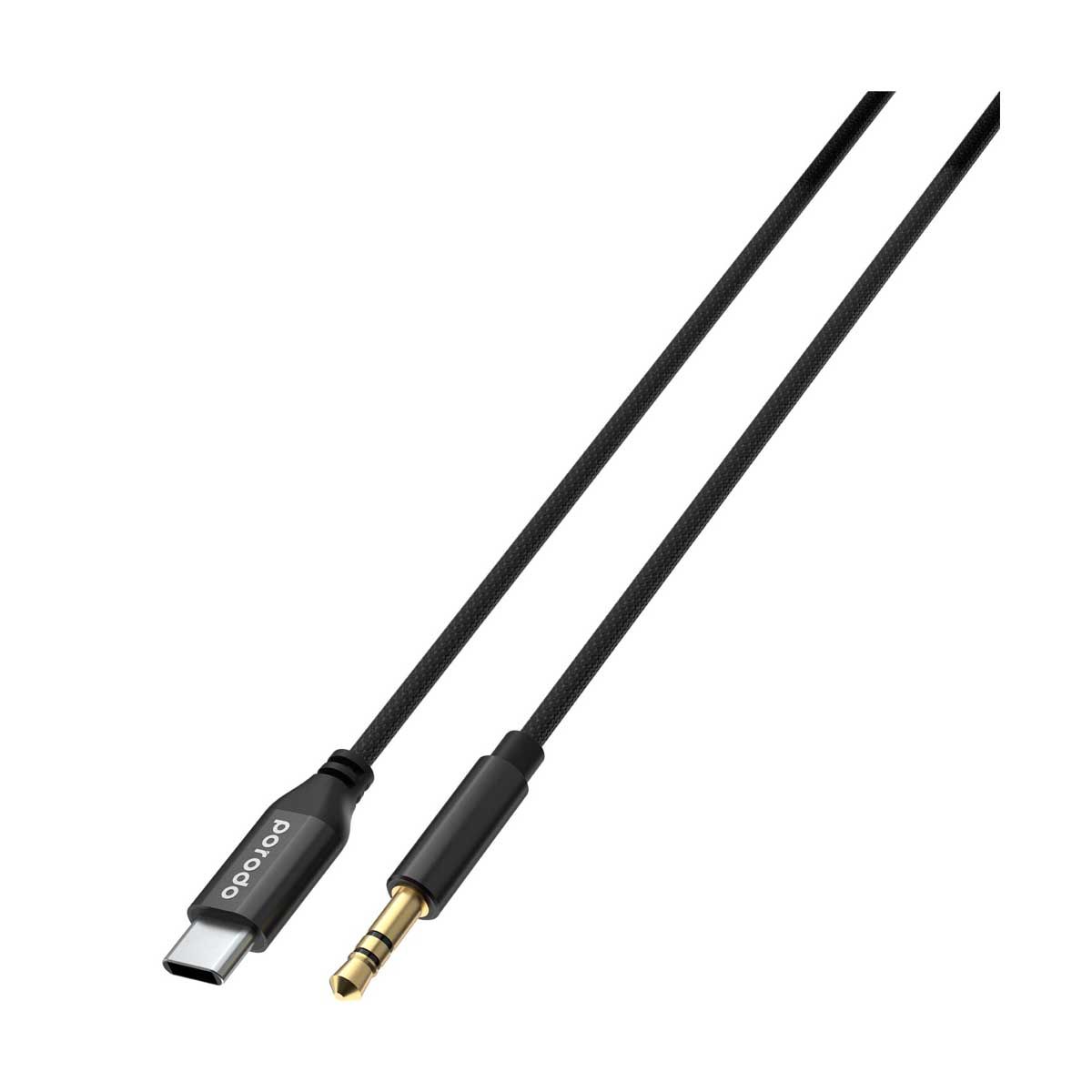 Porodo Braided Aluminum Type C to 3.5mm AUX Cable 1.2M - Black | Cables