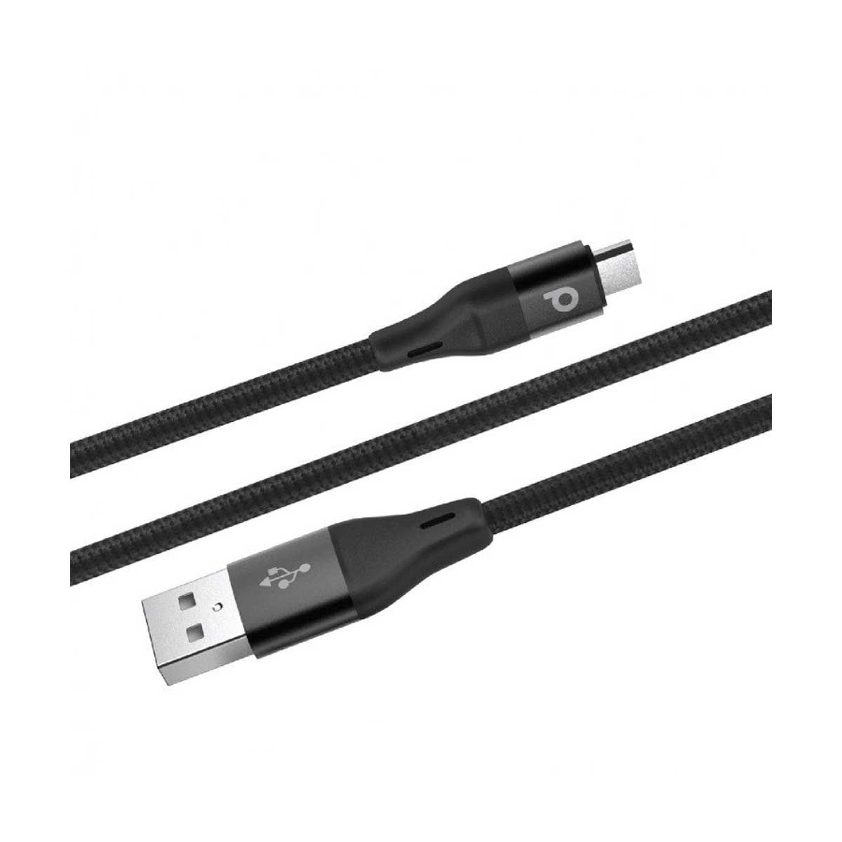 Porodo Braided Type C Cable 1.2M 3A Aluminum - Black | Cables