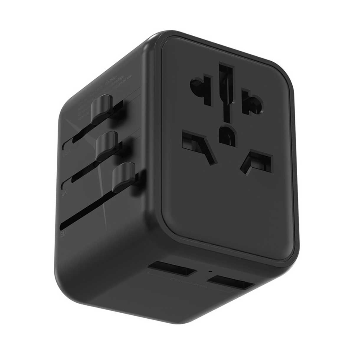 Porodo Dual USB-A Universal Travel Adapter 2.4A - Black | Adaptors