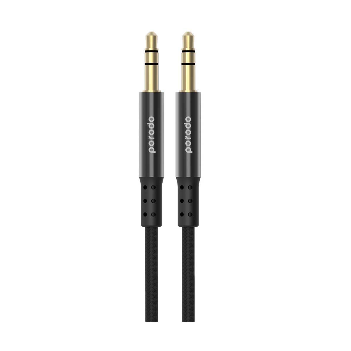 Porodo Metal Braided Aux Cable - Black 1.2m | Cables