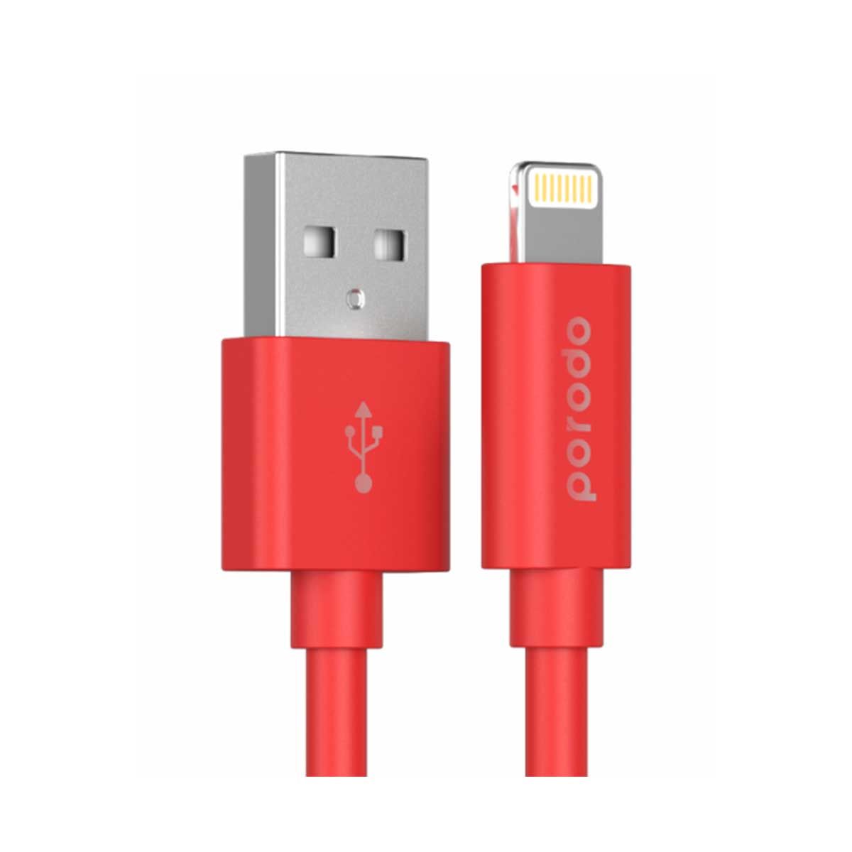 Porodo Pvc Lightning Cable 1.2m - red | Cables
