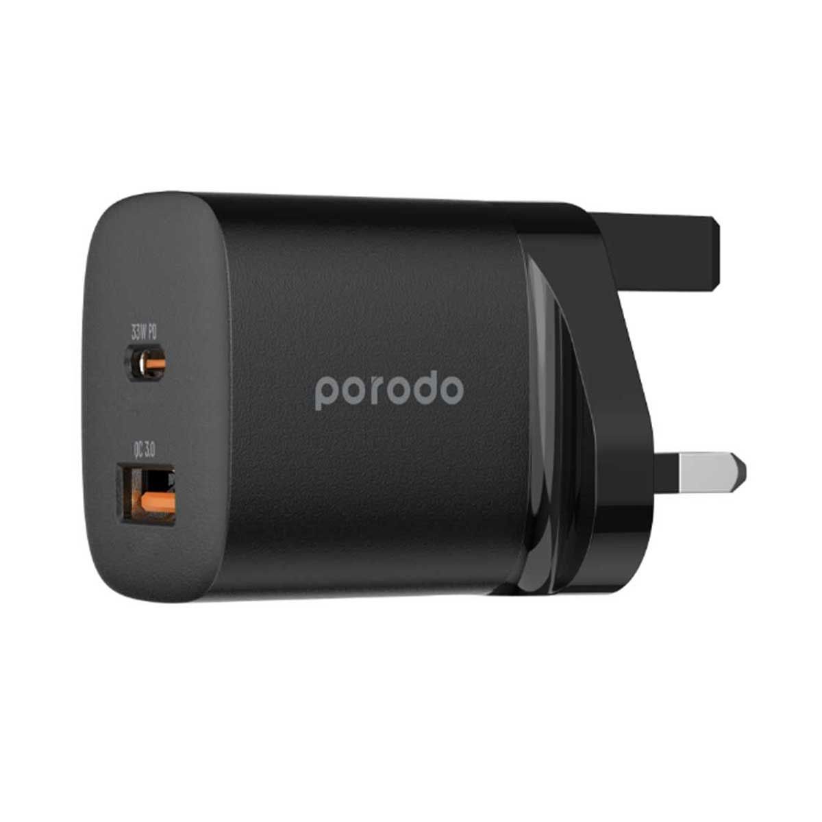 Porodo Quick Charger Power Adapter 33w PD | Black | White | Adaptors