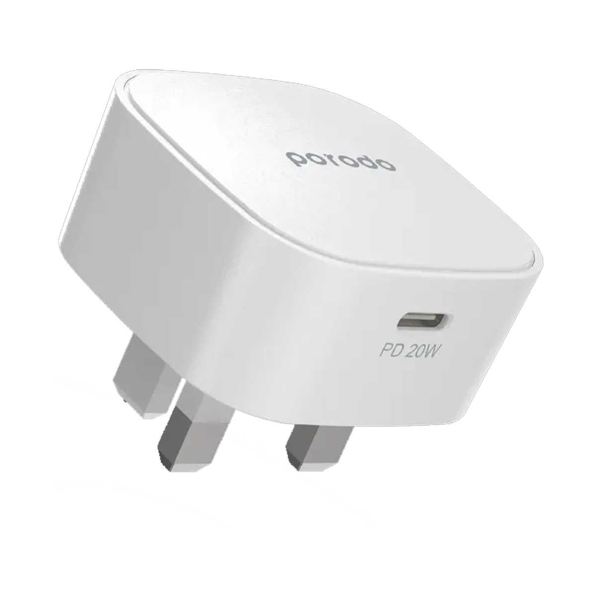 Porodo USB-C Adapter Super Compact Fast Wall Charger - White | Adaptors