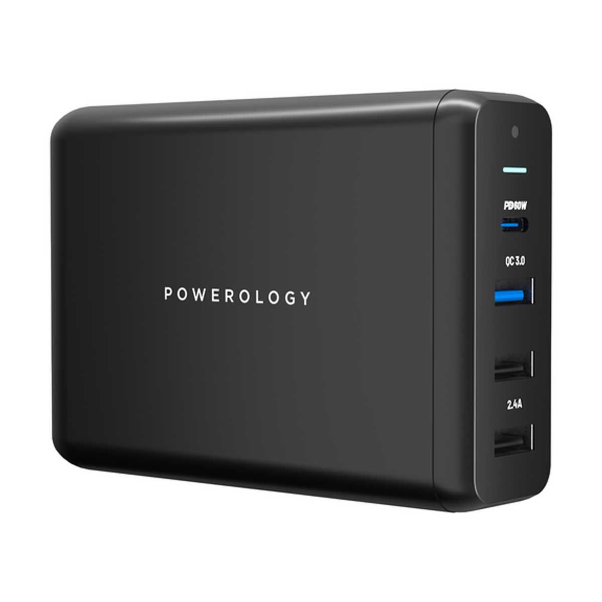 Powerology 4 Port Quick Charge Power Terminal PD 75W - Black | Adaptors