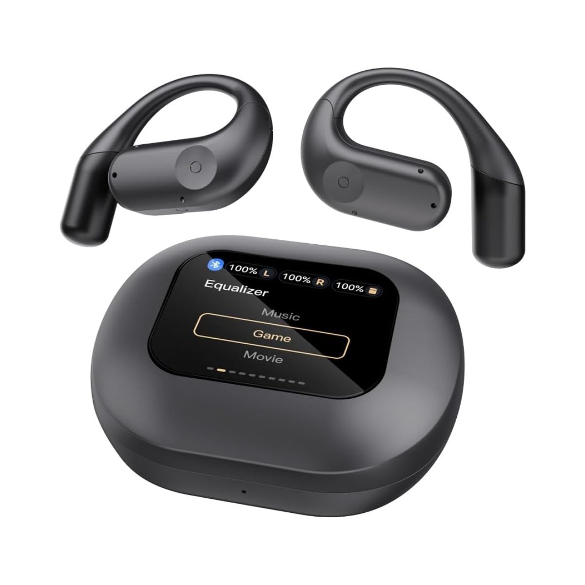 Powerology Air Conduction ENC TWS Earbuds and Charging Case with Display 60mAh – Black | Headphones