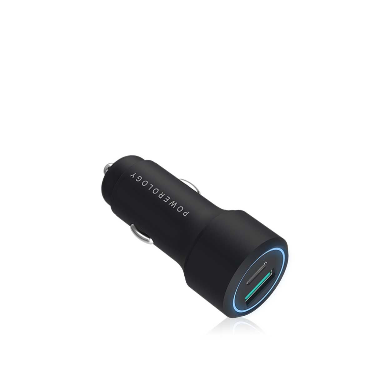 Powerology Dual USB-A Mini Car Charger 24W - Black | Adaptors Powerology Dual USB-A Mini Car Charger 24W - Black | Adaptors