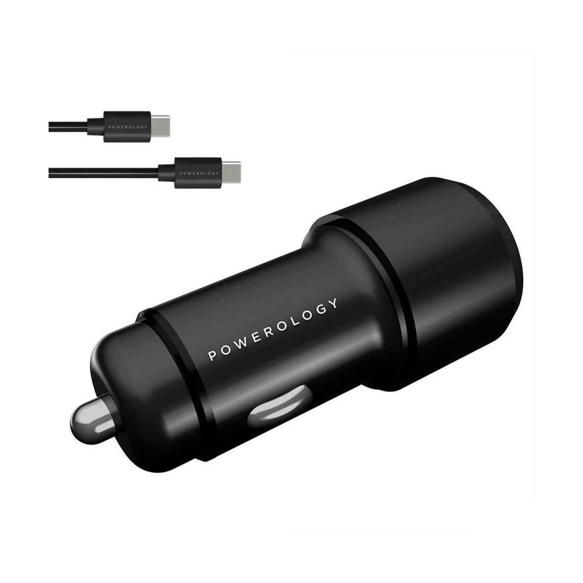 Powerology Dual USB-A Mini Car Charger 24W - Black | Adaptors