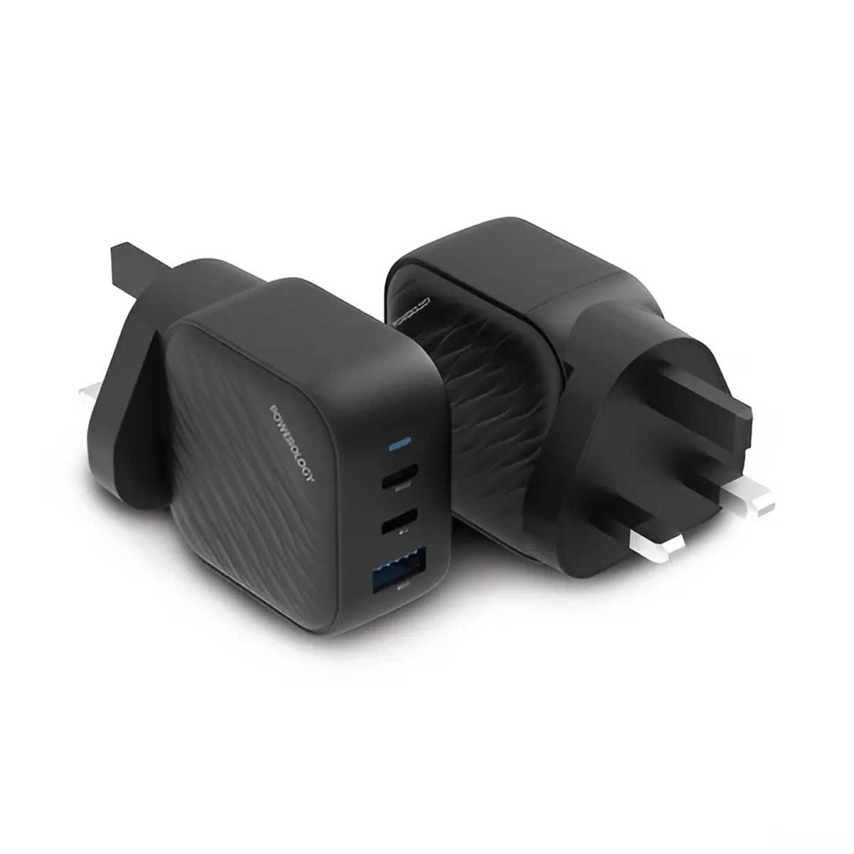 Powerology GaN Ultimate Dual PD Charger UK - Black | Adaptors