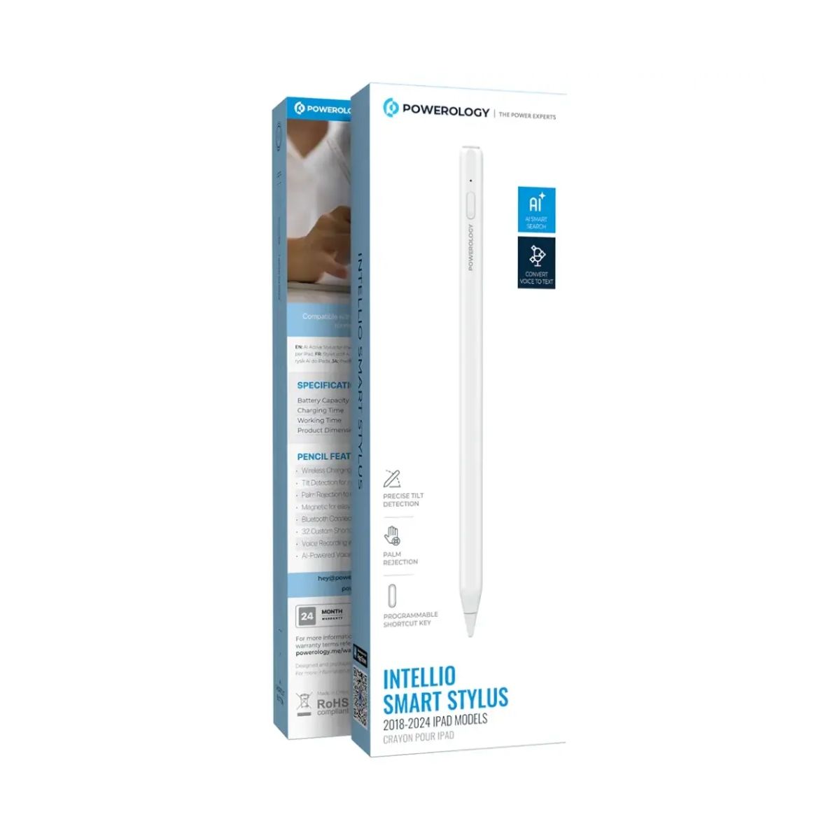 Powerology Intellio Smart Stylus for 2018-2024 iPad Models – White | iPad Accessories