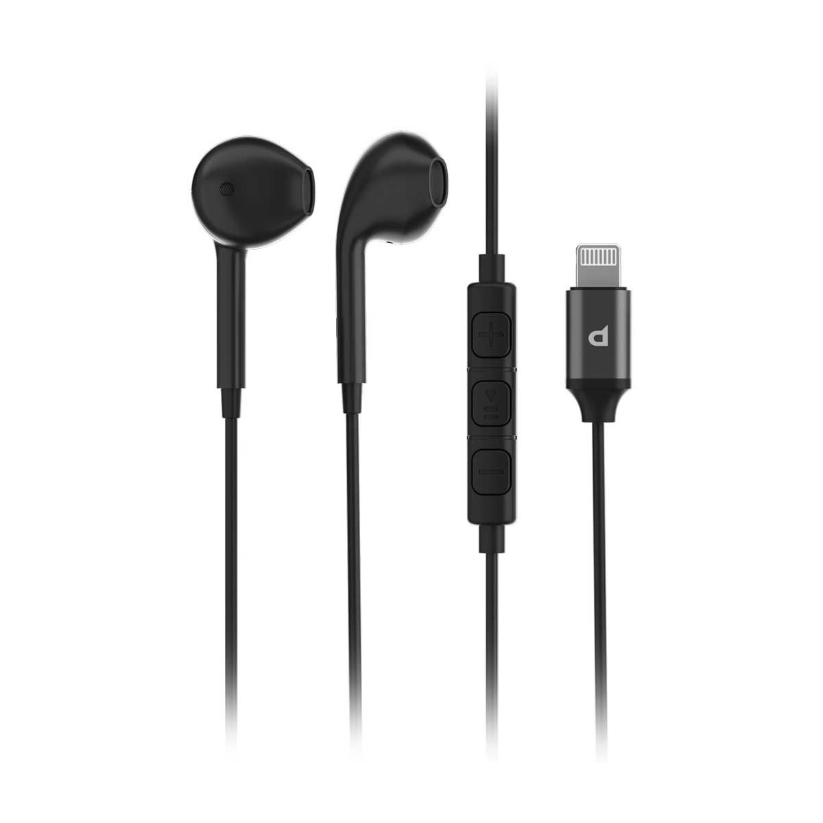 Powerology Stereo MFi Lightning Earphones 1.2m - Black | Headphones