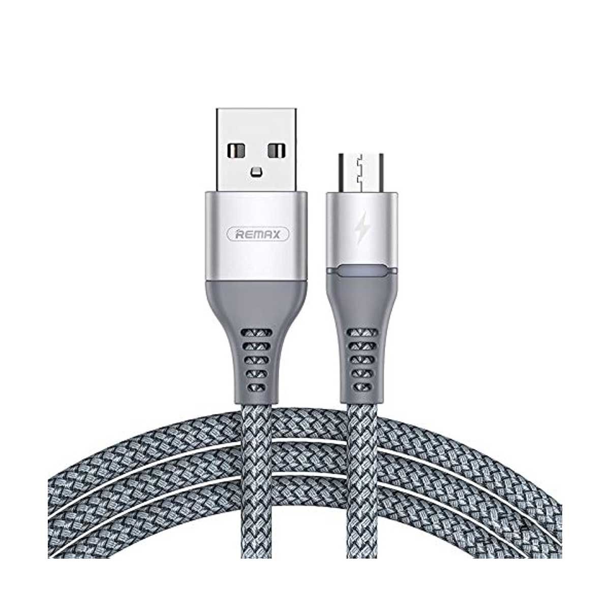 Remax Durable Nylon Braided Cable USB To Micro USB 1m with LED light 2,4A - Gray | Cables