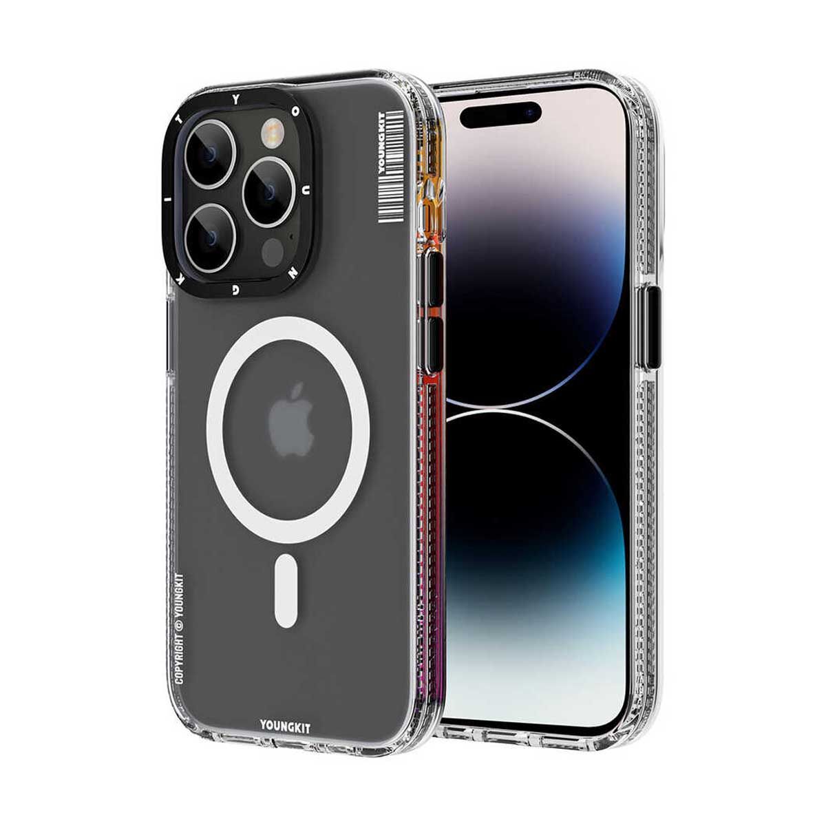 Youngkit Case for iPhone 14 Pro Max - Futuristic Circuit Anti Impact MagSafe - Black | Covers